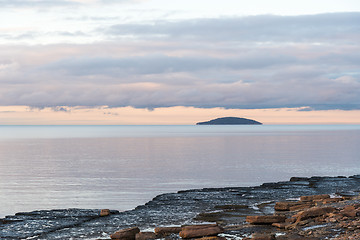 Image showing Blue island in a calm seascape