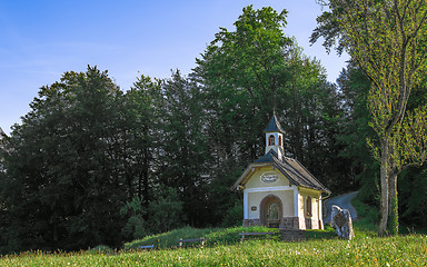 Image showing Small chapel on the hill in Berchtesgaden Bavarian national park