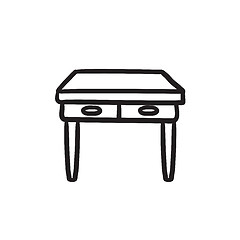 Image showing Table with drawers sketch icon.