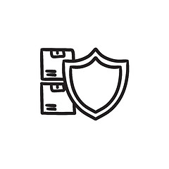 Image showing Cargo insurance sketch icon.