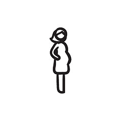 Image showing Pregnant woman sketch icon.