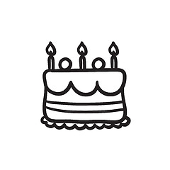 Image showing Birthday cake with candles sketch icon.
