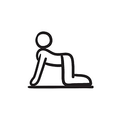 Image showing Man practicing yoga sketch icon.