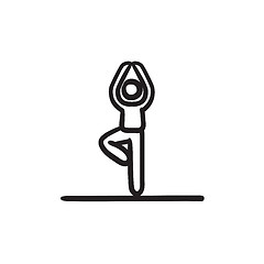 Image showing Man practicing yoga sketch icon.