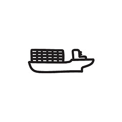 Image showing Cargo container ship sketch icon.