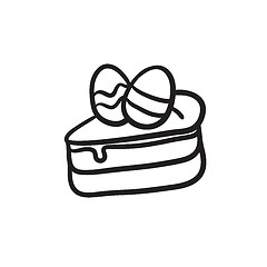 Image showing Easter cake with eggs sketch icon.