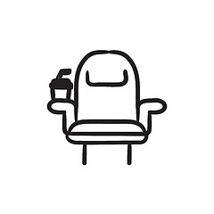 Image showing Cinema chair with disposable cup sketch icon.