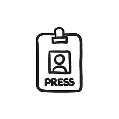 Image showing Press pass ID card sketch icon.