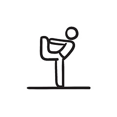 Image showing Man practicing yoga sketch icon.