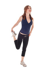 Image showing Woman standing in exercising outfit