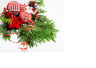 Image showing christmas decoration isolated , white background for post card g