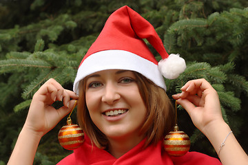 Image showing Girl in Christmas hat