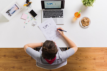 Image showing woman with laptop and papers at office table