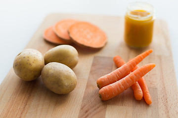 Image showing vegetable puree or baby food in glass jar