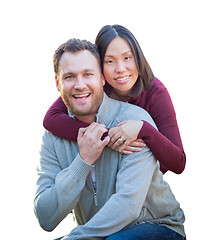 Image showing Mixed Race Caucasian and Chinese Couple Isolated on a White Back