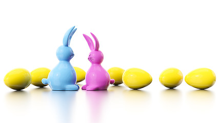 Image showing CMYK easter bunny figures