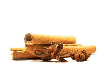 Image showing Cinnamon stick and star anise spice