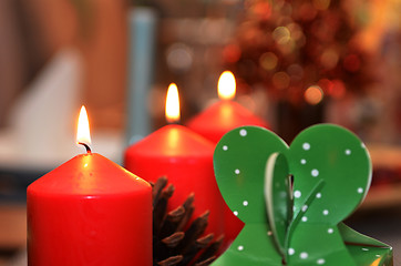 Image showing Christmas candle burning at night.