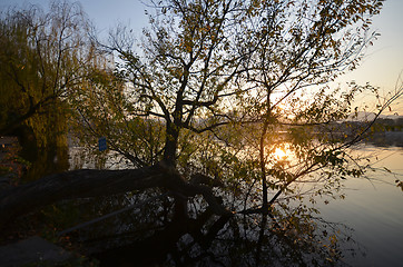 Image showing Sunset at the West Lake in Hangzhou,China