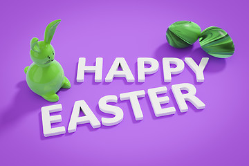 Image showing happy easter bunny figure and text