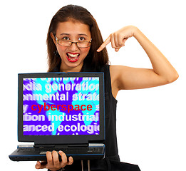 Image showing Girl With Cyberspace Screen Showing Internet