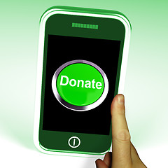 Image showing Donate Button On Mobile Shows Charity And Fundraising