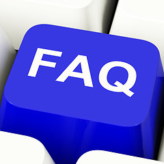 Image showing FAQ Computer Key In Blue Showing Information And Answers