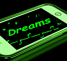 Image showing Dreams On Smartphone Shows Aspirations