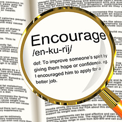 Image showing Encourage Definition Magnifier Showing Motivation Inspiration An