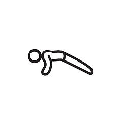 Image showing Man making push ups sketch icon.