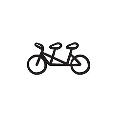 Image showing Tandem bike sketch icon.