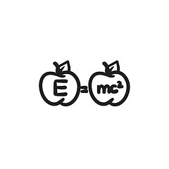 Image showing Two apples with formulae sketch icon.