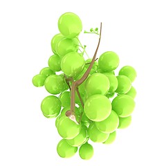 Image showing Healthy fruits Green wine grapes isolated white background. Bunc