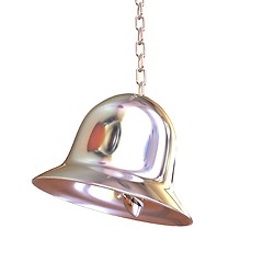 Image showing Shiny metal bell isolated on white background. 3d illustration