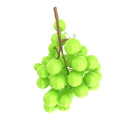 Image showing Healthy fruits Green wine grapes isolated white background. Bunc