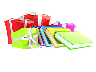 Image showing Gifts and books. 3d illustration