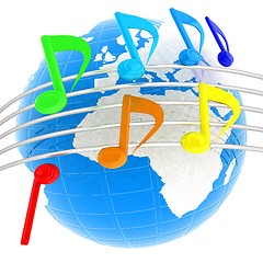 Image showing music notes  background. 3D illustration