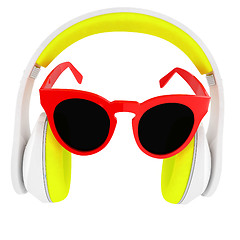 Image showing Sunglasses and headphone for your face. 3d illustration