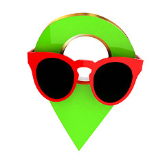 Image showing Glamour map pointer in sunglasses. 3d illustration