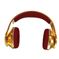 Image showing Golden headphones. 3d illustration