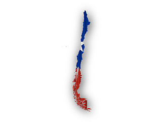 Image showing Map and flag of Chile on corrugated iron