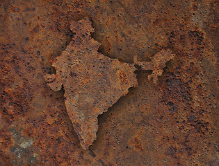 Image showing Map of India on rusty metal