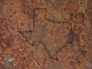 Image showing Map of Texas on rusty metal