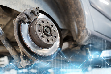 Image showing car brake disc at repair station