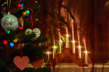 Image showing Menorah and Christmas tree.
