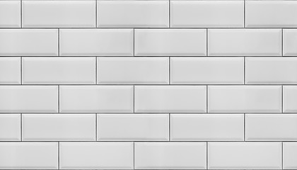 Image showing Wall of white tiles.