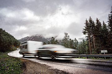 Image showing VR Caravan car travels on the highway.