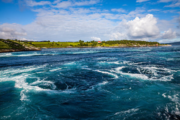 Image showing Whirlpools of the maelstrom of Saltstraumen, Nordland, Norway