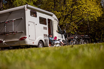 Image showing Family vacation travel, holiday trip in motorhome