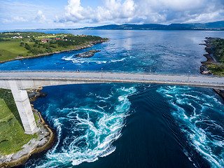 Image showing Whirlpools of the maelstrom of Saltstraumen, Nordland, Norway